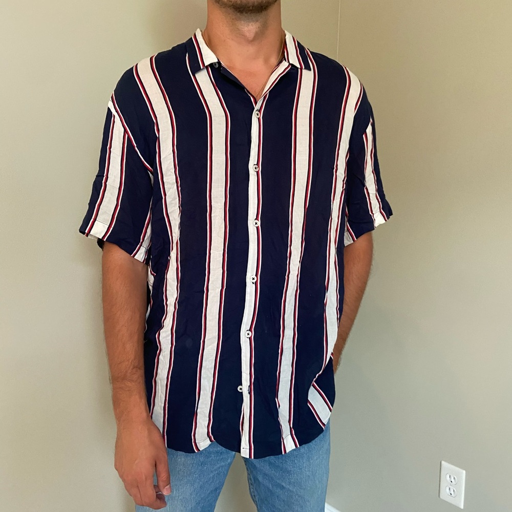 Zara striped Cuban dress shirt.